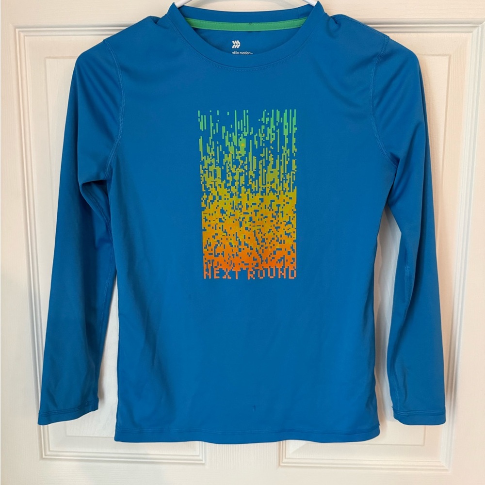 all in motion Blue Performance Tee with Lime Trim